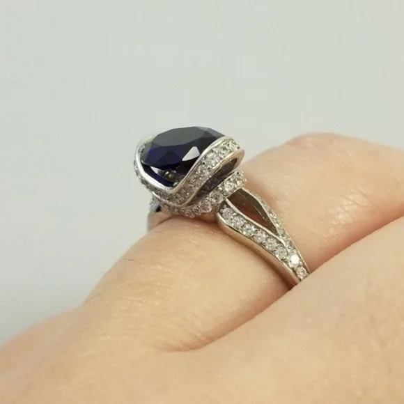 2ct Horizontal Lab Created Sapphire Ring - Picture 7 of 7